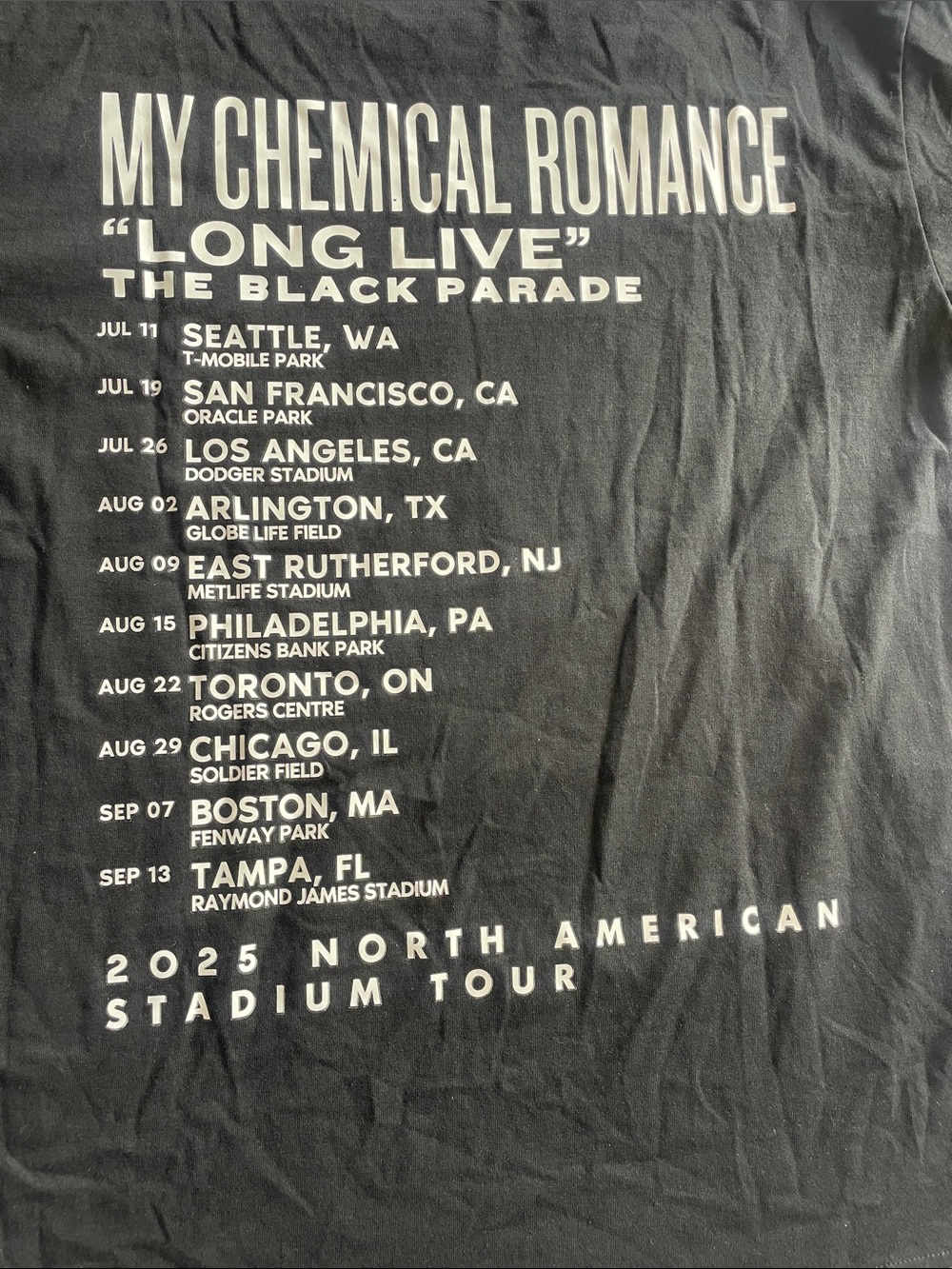 My Chemical Romance Black Short Sleeve Tour Tee